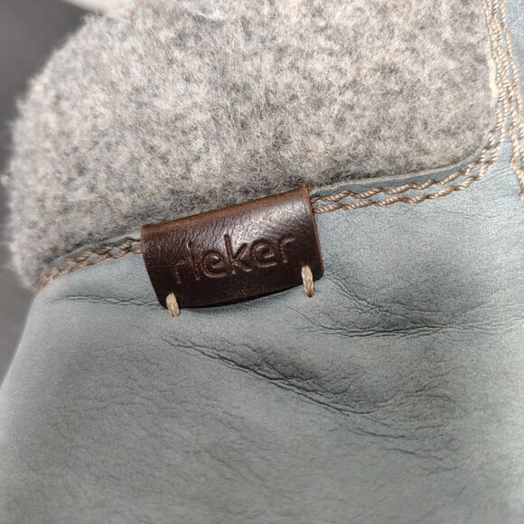 Rieker Boots Women's Size 39 Blue Sherpa Lace Up Zip Chunky Heel Snow Ankle - Picture 10 of 13